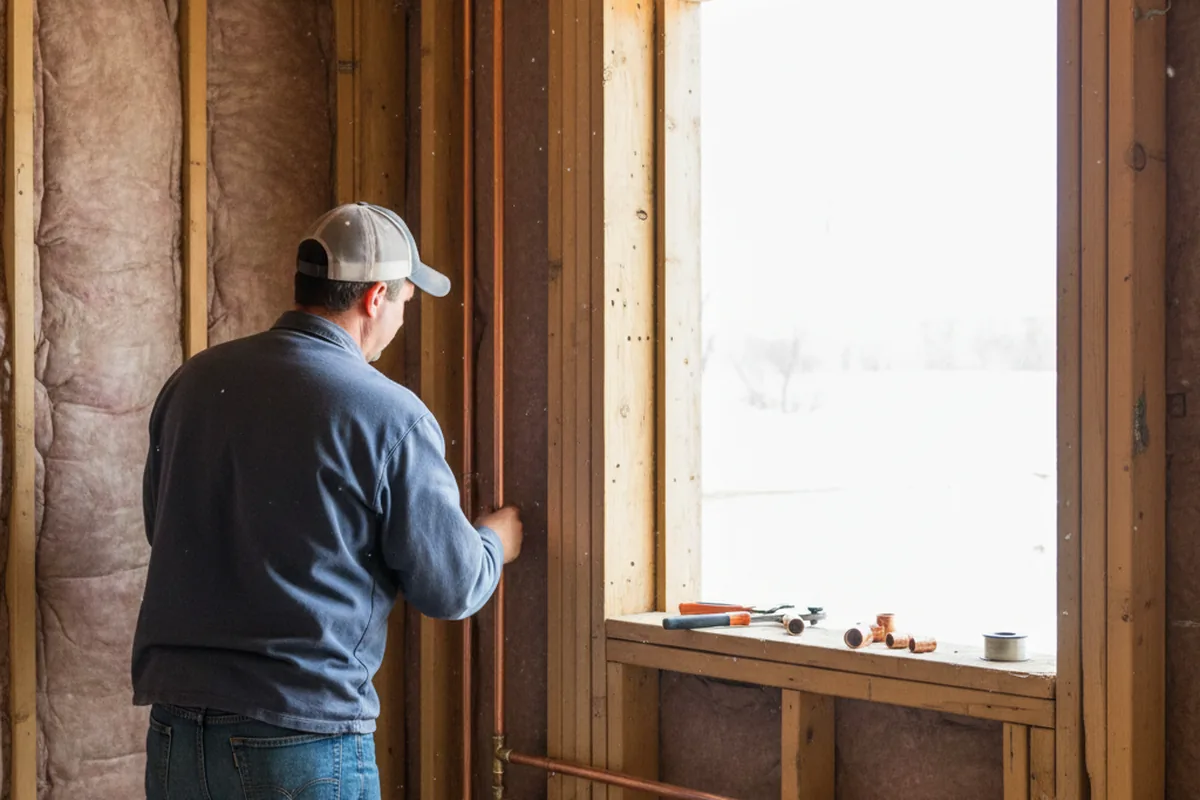 Licensed plumber running new copper supply lines in a Conneaut Lake home