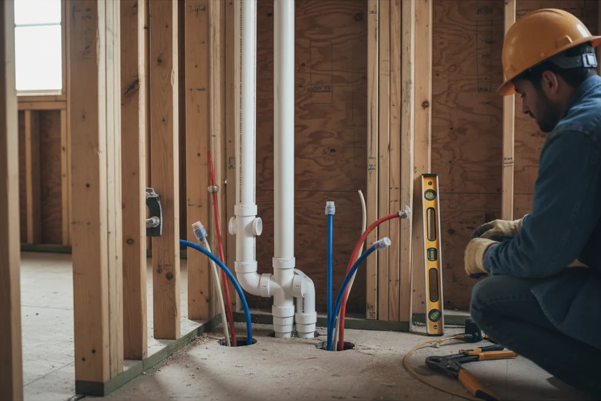 Drain and supply rough-in during Leak Detection in Conneaut Lake
